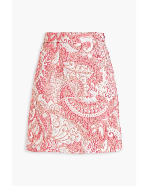 Dolce & Gabbana Pink Metallic Brocade Mini Skirt