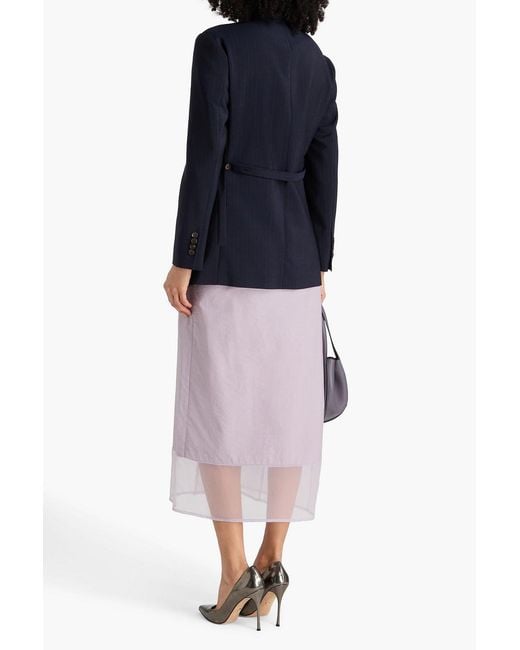 Brunello Cucinelli Blue Pinstriped Wool Blazer