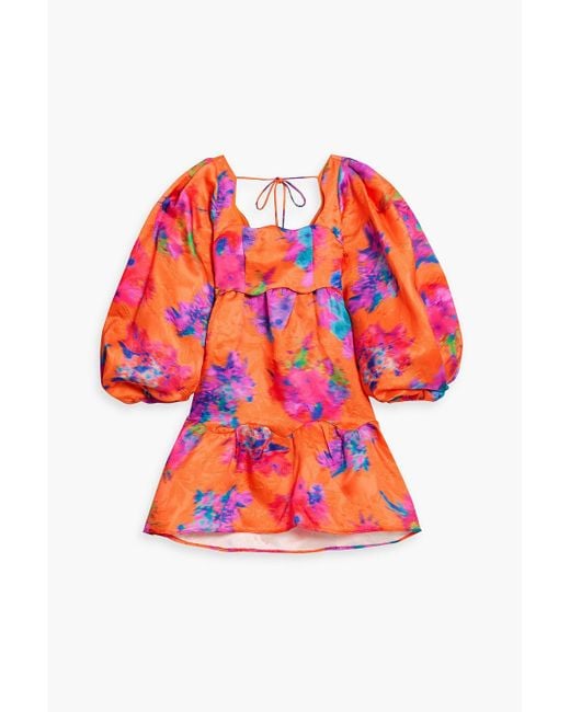 Farm Rio Red Printed Jacquard Mini Dress