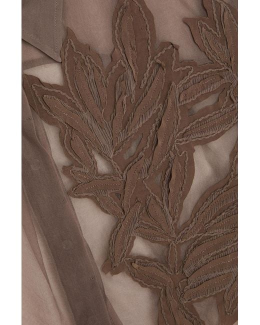 Brunello Cucinelli Brown Appliquéd Silk-Organza Shirt