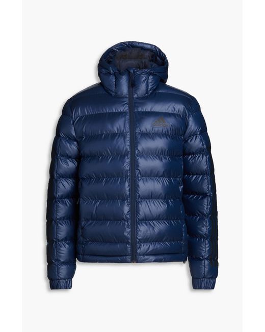 Adidas Originals Blue Quilted Shell Hooded Jacket for men