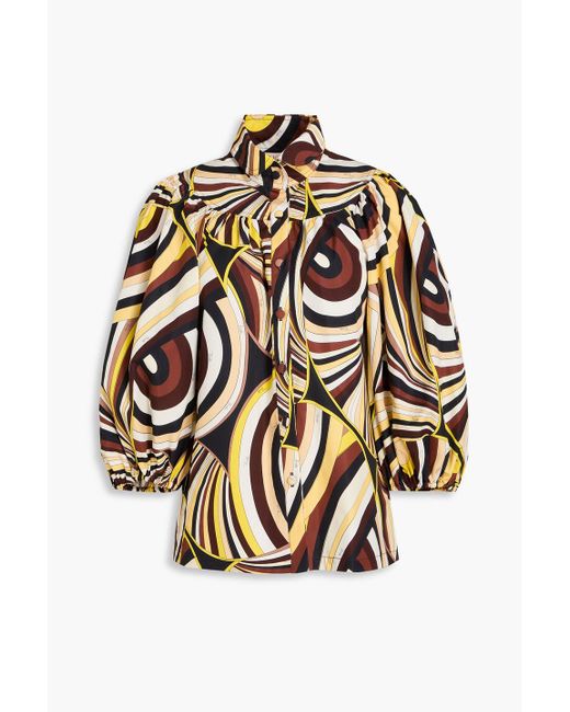 Emilio Pucci Brown Hemd aus baumwollpopeline mit print