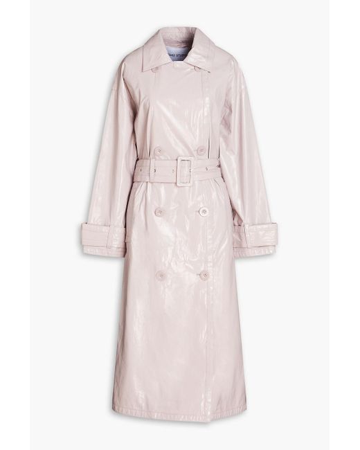 Stand Studio Pink Katharina Faux Patent-leather Trench Coat