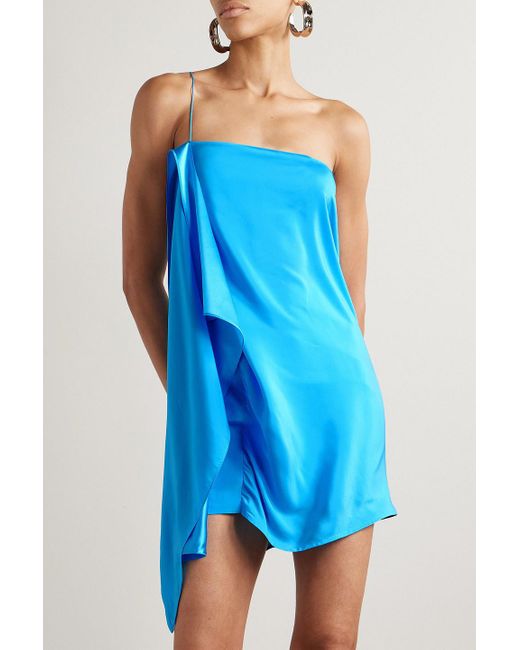 トップス PELLICULE satin gather mini op blue GAUGE81 Misaki Asymmetric Duchesse Silk-satin Mini Dress in