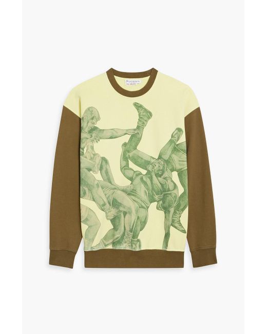 J.W. Anderson Green Printed French Cotton-terry Sweatshirt for men