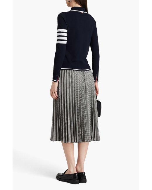 Thom Browne Blue Striped Knitted Polo Sweater