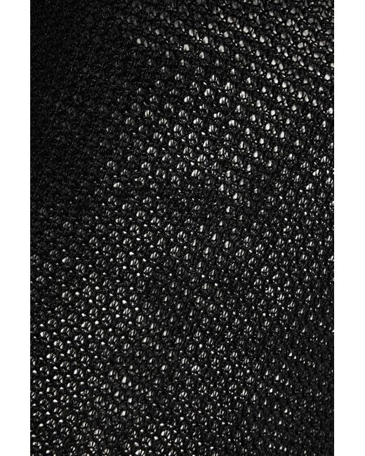Onia Black Open-back Crochet-knit Linen Midi Dress