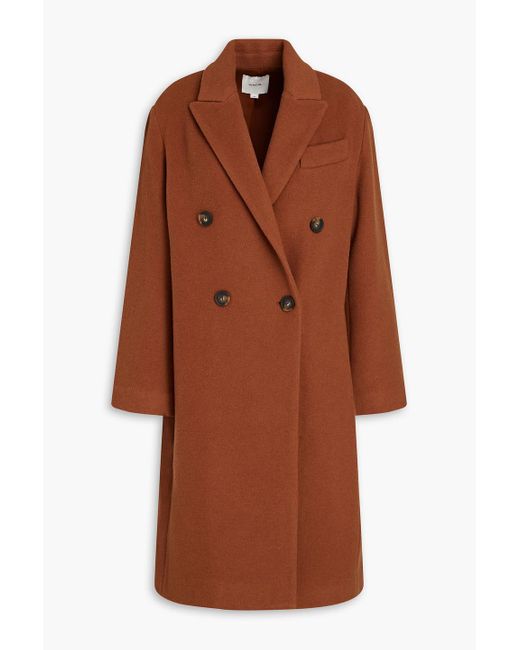 Vince Brown Double-breasted Wool-blend Felt Coat
