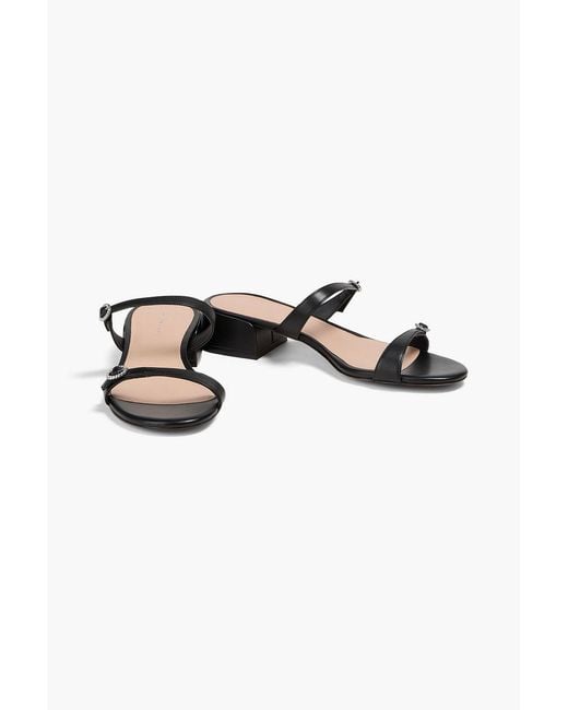 Stuart Weitzman Black Ginger Leather Mules