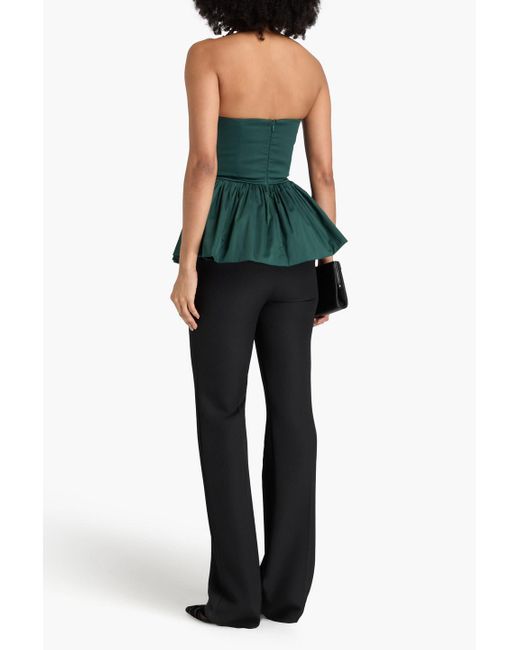TOVE Green Tamie Strapless Cotton-blend Sateen Peplum Top