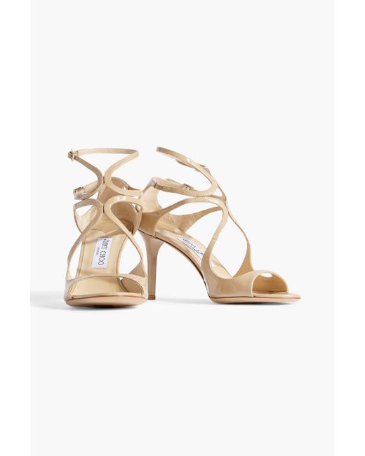 Jimmy Choo Natural Ivette Patent-leather Sandals