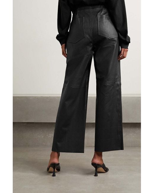 Apiece Apart Monterey Leather Straight leg Pants in Black Lyst