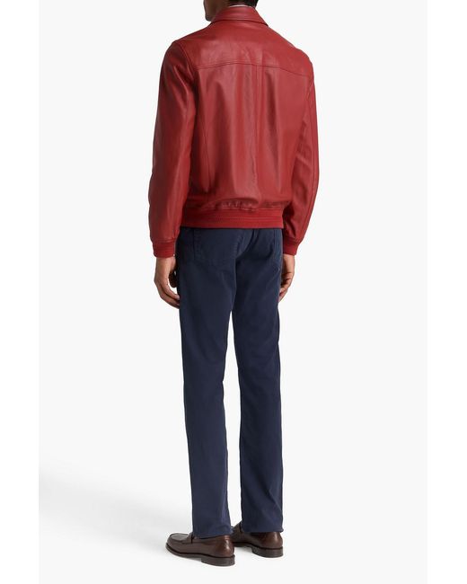 Canali Red Leather Jacket for men