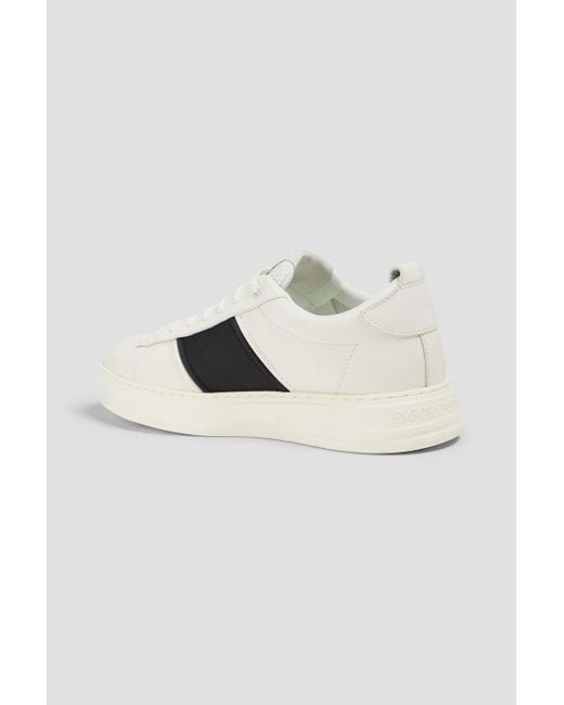 Emporio Armani White Two-tone Leather Sneakers for men
