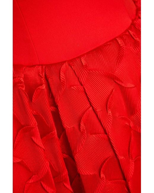 Jonathan Simkhai Red Azriel Strapless Plissé-Satin Gown