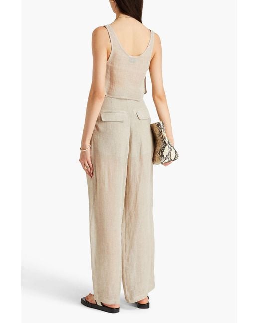 LeKasha White Elmin cropped oberteil aus leinengaze