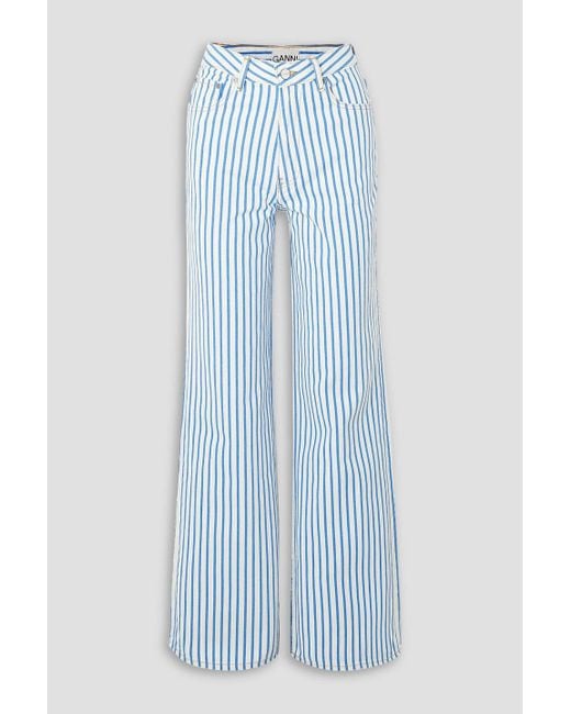 Ganni Blue Magny Striped Mid-rise Wide-leg Jeans