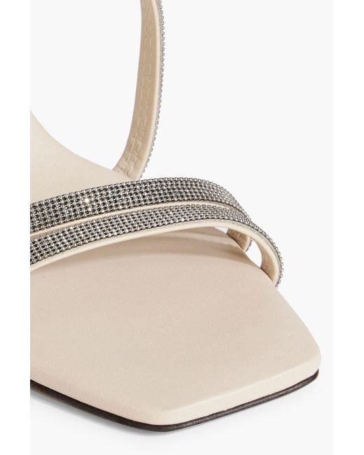 Brunello Cucinelli White Bead-embellished Leather Sandals
