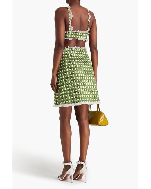Giambattista Valli Green Cutout Printed Cotton-Blend Twill Dress