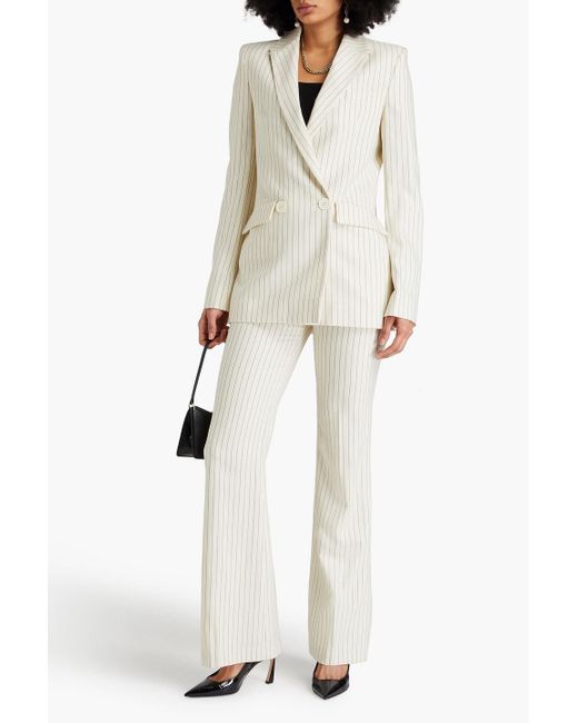 Galvan White Double-breasted Pinstriped Wool-blend Blazer