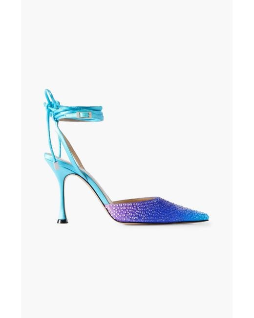 Mach & Mach Blue Crystal-embellished Ombré Satin Pumps