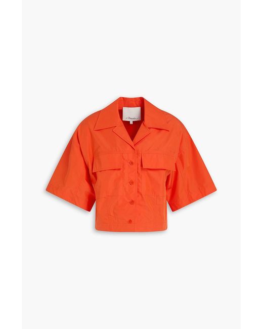 3.1 Phillip Lim Orange Cropped Cotton-blend Poplin Shirt