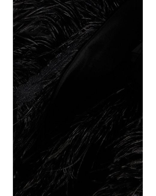 Huishan Zhang Black Debra Feather-embellished Silk-organza Gown