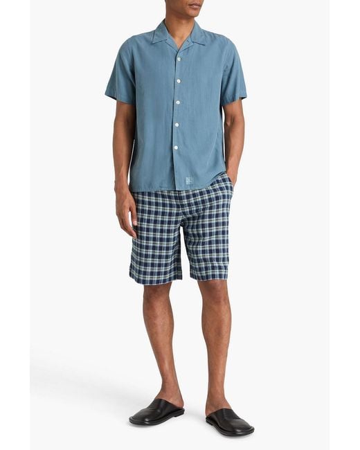 The Elder Statesman Blue Checked Cotton Shorts for men