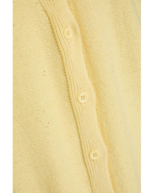 Fabiana Filippi Yellow Sequin-Embellished Cotton-Blend Cardigan