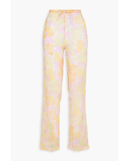 Dries Van Noten Natural Printed Silk-crepe Straight-leg Pants