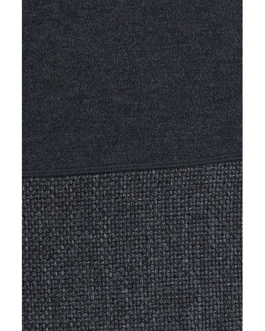 Theory Black Tweed-Paneled Merino Wool-Blend Mini Dress