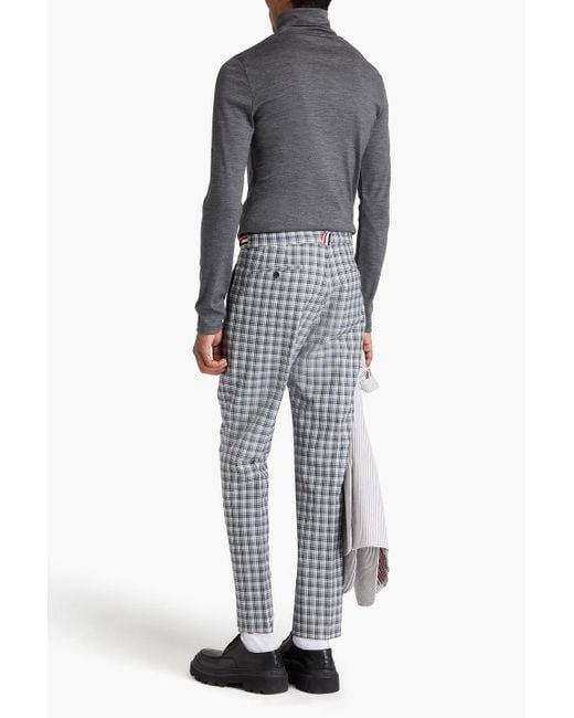 Thom Browne Gray Checked Wool Pants for men