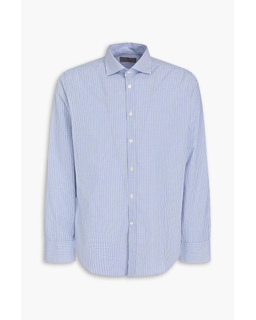Canali Blue Checked Cotton-poplin Shirt for men