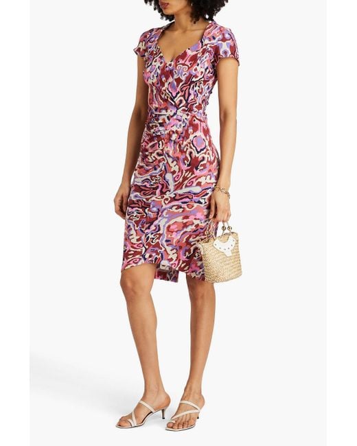 Ba&sh Red Pleated Printed Crepon Dress