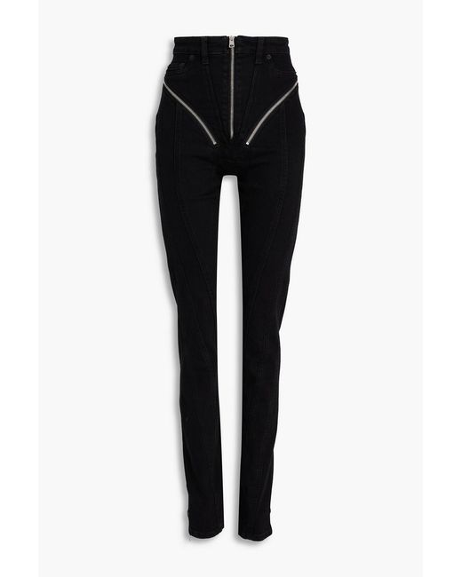 Mugler Black Zip-Detailed High-Rise Skinny Jeans