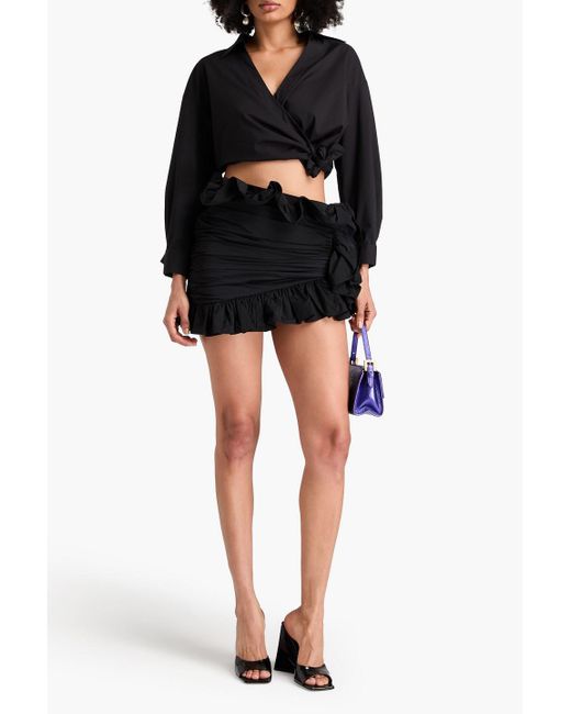 Area Black Ruffled Taffeta Mini Skirt