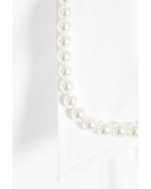 Simone Rocha White Faux Pearl-embellished Cotton-poplin Shirt Dress