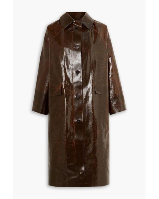 Kassl Brown Skai Coated Cotton-blend Coat