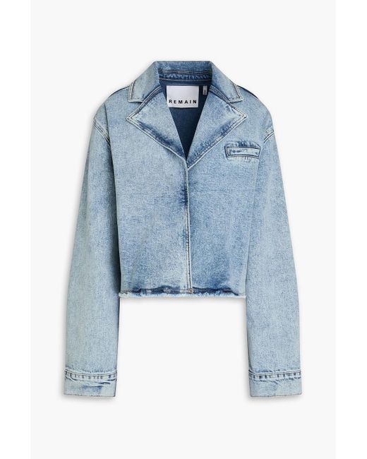 REMAIN Birger Christensen Blue Cropped Faded Denim Jacket