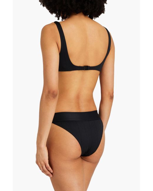 Onia Black Karina Ribbed Mid-rise Bikini Briefs