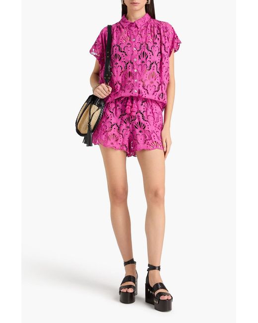 Farm Rio Pink Broderie Anglaise Cotton Shirt