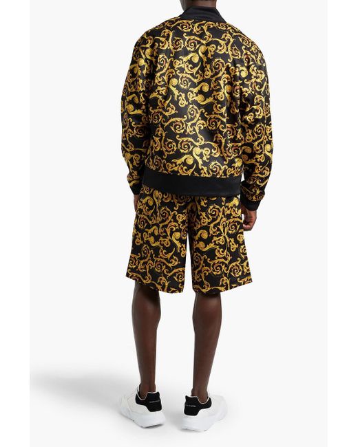 Versace Yellow Printed Jersey Drawstring Shorts for men