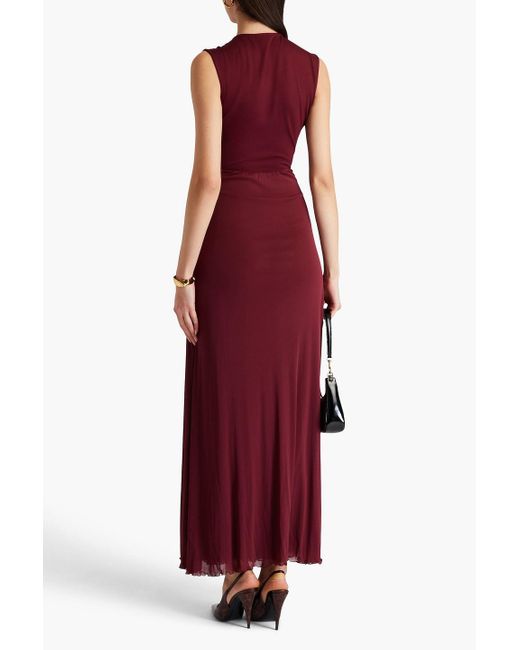 Diane von Furstenberg Purple Marika Ruched Stretch-mesh Maxi Dress