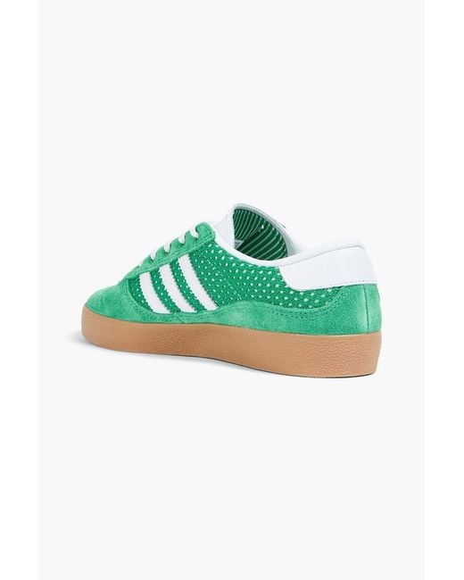 Adidas Originals Green Puig Crochet-Trimmed Suede Sneakers for men