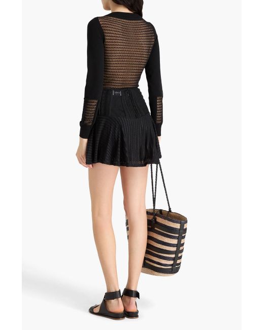 Charo Ruiz Black Hamaty Tulle-Trimmed Lace Mini Skirt