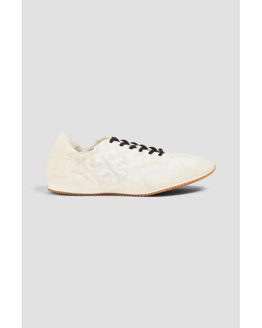 Tory Burch White Brushed Suede Sneakers