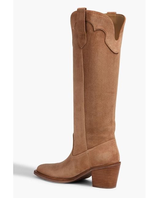 Stuart Weitzman Brown Felix Suede Cowboy Boots