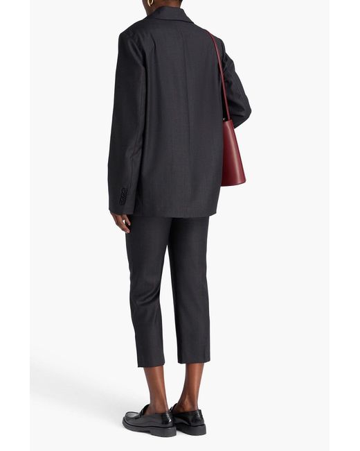 Loulou de Saison Black Mayol Double-Breasted Pinstriped Wool-Twill Blazer