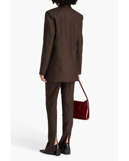 Tibi Brown Checked Wool Blazer