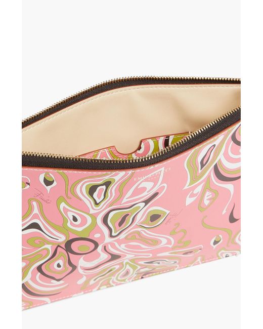 Emilio Pucci Pink Printed Leather Pouch